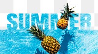 Summer word png border sticker, pineapple design, transparent background