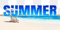 Summer word png border sticker, beach design on torn paper, transparent background