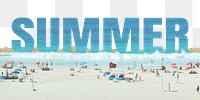 Summer word png border sticker, beach design on torn paper, transparent background