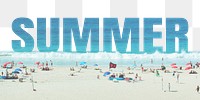 Summer word png border sticker, beach design, transparent background