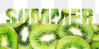 Summer word png border sticker, kiwi on torn paper, transparent background