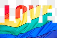 Love word png border sticker, lgbtq design, transparent background