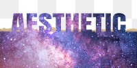 Aesthetic word png border sticker, galaxy design on torn paper, transparent background