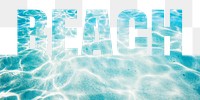 Beach word png border sticker, sea design, transparent background