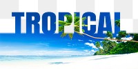 Tropical word png border sticker, beach design, transparent background