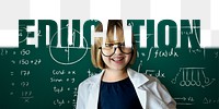 Education word png border sticker, maths design, transparent background