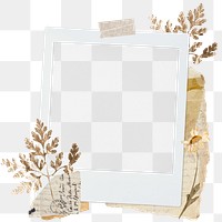 Autumn aesthetic png sticker instant photo, leaf design, transparent background