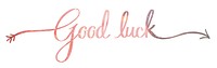 Good luck png word, pastel pink calligraphy in transparent background