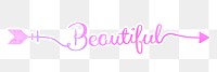 Beautiful word png, gradient pink calligraphy in transparent background