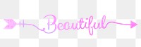 PNG beautiful word, gradient pink calligraphy in transparent background