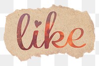 Like png word, ripped paper, aesthetic sunset color calligraphy, transparent background