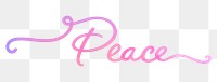 Peace word png calligraphy, aesthetic pink text in transparent background