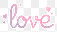 Love word png, pastel pink calligraphy text in transparent background