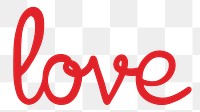 Love word png sticker, red calligraphy in transparent background