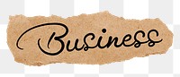 Business png word, torn paper, simple black calligraphy on transparent background