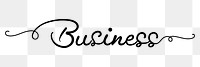 PNG business word, minimal black calligraphy, digital sticker with white outline in transparent background