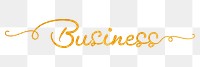 PNG business word, gold glittery calligraphy digital sticker in transparent background