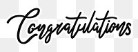 PNG congratulations, minimal black calligraphy, digital sticker with white outline in transparent background