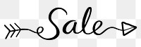 PNG sale, minimal black calligraphy, digital sticker with white outline in transparent background