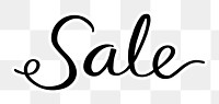 PNG sale, minimal black calligraphy, digital sticker with white outline in transparent background