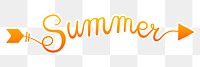 Summer png orange calligraphy, simple text digital sticker in transparent background