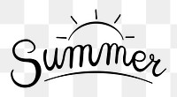 Summer png word, minimal black calligraphy, digital sticker with white outline in transparent background