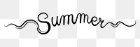 PNG summer, minimal black calligraphy, digital sticker with white outline in transparent background