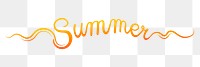 Summer png orange calligraphy, simple text digital sticker in transparent background