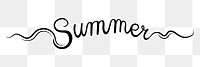 Summer word png, minimal black calligraphy, digital sticker with white outline in transparent background