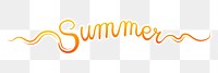 PNG summer orange calligraphy, simple text digital sticker in transparent background