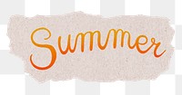 Summer png orange calligraphy, ripped paper, DIY collage element digital sticker