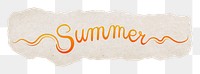 PNG summer, ripped paper, orange calligraphy digital sticker