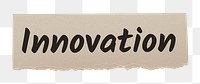 Innovation png word sticker typography, ripped paper, transparent background