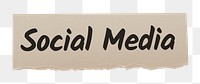 Social media png word sticker typography, ripped paper, transparent background