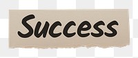 Success png word sticker typography, ripped paper, transparent background