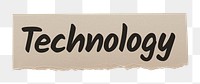 Technology png word sticker typography, ripped paper, transparent background