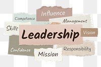 Leadership png word sticker typography, ripped paper, transparent background