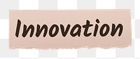 Innovation png word sticker typography, ripped paper, transparent background