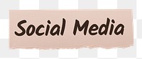 Social media png word sticker typography, ripped paper, transparent background