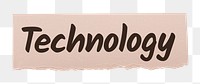 Technology png word sticker typography, ripped paper, transparent background