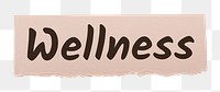 Wellness png word sticker typography, ripped paper, transparent background