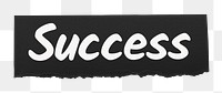 Success png word sticker typography, ripped paper, transparent background