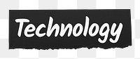 Technology png word sticker typography, ripped paper, transparent background