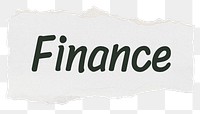 Finance png word sticker typography, torn paper, transparent background