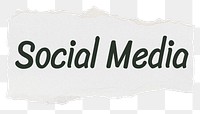 Social media png word sticker typography, torn paper, transparent background