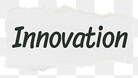 Innovation png word sticker typography, torn paper, transparent background