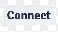 Connect png word sticker typography, torn paper, transparent background