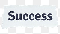 Success png word sticker typography, torn paper, transparent background