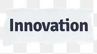 Innovation png word sticker typography, torn paper, transparent background