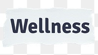 Wellness png word sticker typography, torn paper, transparent background